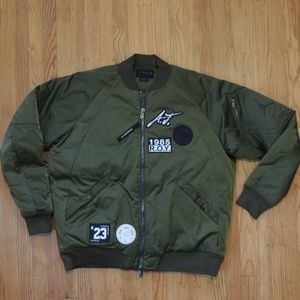 Air Jordan Greatest Bomber Jacket Green Satin NEW
